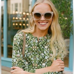 Tuckernuck Sage Deco Damask Shirt Dress EUC